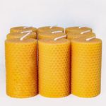 Beeswax Pillar Candles Bulk Set of 9 Handmade from 100% Pure Natural Rolled Bees Wax - Measures 2" x 3.4", Great for Home Decor, Party & Events, 10-12 Hour Burn Time