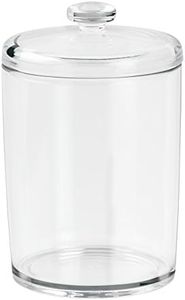 iDesign Basic Boite de Rangement, Distributeur de Coton en Plastique Avec Couvercle, Boite Coton-Tige Ou Cosmétiques, Transparent