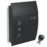 ZENO Post Box Wall Mounted | Mail Box with Viewing Windows for Home | Post Voxes Waterproof | Black Letter Box | Easy To Install | Super Secure | Nameplate | Keep Your Mail Safe