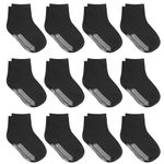 12 Pairs Non-Slip Toddler Socks With Grips for Baby Boys and Girls - Anti-Slip Crew Socks for Infant's and Kids