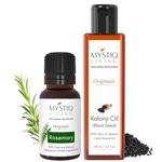 Mystiq Living Rosemary Oil and Kalonji Oil for Hair Growth, Reduces Hairfall and Greying of Hair | 100% Pure and Natural