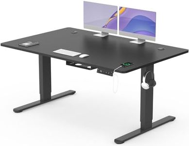 Devoko Bureau Assis Debout Électrique 140×80cm, Bureau Électrique avec Chargeur USB, Organiseur de Câbles et 3 Positions Mémorisables, Bureau Réglable en Hauteur (140×80cm,Noir)