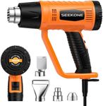 SEEKONE Heat Gun 1800W Heavy Duty Fast Heat Hot Air Gun Kit with 752℉&1112℉（400℃-600℃） Dual-Temperature Settings and 4 Nozzles with Overload Protection for Crafts, Shrinking PVC, Stripping Paint