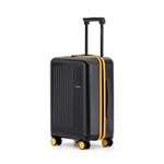 Mokobara Transit Cabin Luggage Trolley Bag-54cm(40L),Polycarbonate Hardshell,360° 8 Silent Wheels,One-Push TSA Lock,Premium Zippers,Carry On Trolley for 3-5 Day Travel,Black&Yellow(Money Moves Sunray)