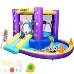 FBSPORT Inflatable Bounce House, Kids Bounce Castle Slide for Indoor Outdoor, Toddler Baby Water Jumper Bouncer, Kids Jumping Bouncy House with Blower, Ball Pit Pool, Basketball Hoop, Dart Game