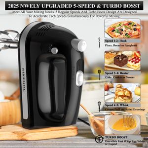 BAIGELONG 300W Hand Mixer – Black Electric Kitchen Mixer