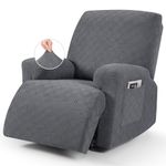 VANSOFY Oversized Recliner Chair Cover, 4-Pieces Stretch Recliner Covers for Recliner Chair Soft Reclining Chair Slipcover Jacquard Pattern Furniture Protector for Dogs Cats(Dark Gray)