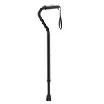 Drive Medical Mobility Aid Adjustable Offset Handle Walking Cane with Gel Hand Grip, Black