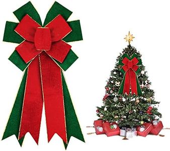 Hying Large Christmas Bows for Wreath, Red Green Velvet Wreath Bows for Xmas Décor Christmas Velvet Winter Bow for Front Door Indoor Outdoor Wall Tree Topper Decoration Supplies Christmas Ornament