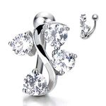 COOLSTEELANDBEYOND Surgical Steel Belly Button Ring Body Jewelry Piercing Navel Ring Swirl Design with 4 Cubic Zirconia(CA)