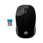 HP 200 Black 2.4 GHz USB Wireless Mouse with Red LED 1000 DPI Optical Sensor, Up to 12 Months Battery Life