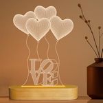 I Love You Gifts 3D Illusion Night Light, Romantic Bedroom Night Light Warm Colors Wooden Handmade Cool Holiday Birthday Gift for Boy Girl Friend Parents