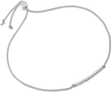 Lucky Feather Milestone 12th Birthday Gifts - Sterling Silver Dipped Beads Bracelet on Adjustable 7”- 8” Cord - 12 Year Old Gifts