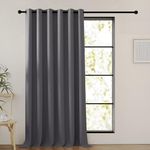 PONY DANCE Large Curtain Thermal Insulated - Blackout Door Curtain for Living Room Bedroom Hotel Privacy Screen Heat Insulated, 90 in Width x 90 inch Drop, Grey Curtain, Ring Top Curtains, 1 PC