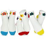 Cute Flower Tip Toe Colorful Fuzzy Slipper Crew Socks for Women 3-Pair (Flower)