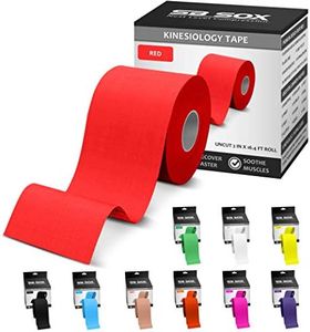 SB SOX Original Cotton Kinesiology Tape Roll – Best Latex Free Athletic Tape for Muscles/Joints – Waterproof, Stretchy, and Gentle on Skin (16ft) (Red)