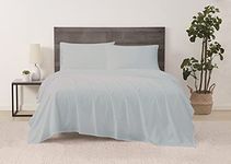 CANNON - Solid Percale 4 Piece Full Sheet and Pillowcase Set - Light Blue