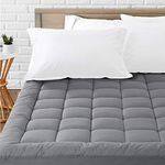 LEISURE TOWN Mattress Pad Queen Size Soft Cotton Mattress Cover,Quilted Fitted Mattress Topper with Deep Pocket fits 8-21 inch Mattress,Breathable Fluffy Pillow Top,Cooling Mattress Protector, Grey