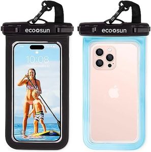 Eco Sun Waterproof Phone Pouch (2-Pack) — Designed in Hawaii — Case Fits All iPhones (incl. 15 Pro Max), Samsung Galaxy S23 & More Black/Blue