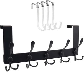 BooWoodNeonMetal Over the Door Hooks Rack, Metal Door Hanger with Scratch-Resistant Padding for Hanging Towels and Clothes, Ideal for Bathroom, Bedroom and Closet