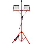 LEDMO 200W 20000LM Work Light with Tripod Stand Dual Head 5000K Work Lights Adjustable Telescoping IP65 Waterproof Indoor and Outdoor Lights for Warehouse, backyard, Workshop