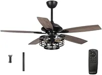 Parrot Uncle Ceiling Fans with Lights and Remote 52 Inch Black Ceiling Fan with Light Farmhouse Outdoor Ceiling Fans for Patios Covered