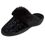 Isotoner Ladies Velour Heeled Mule Slippers