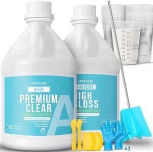 1 Gallon Premium Clear Epoxy Resin,High Gloss Casting and Coating Kit for River Table Tops, Art Resin,Jewelry Making, DIY,Tumblers, Molds, Art Painting with Epoxy Mixer, 20×8oz Measuring Cup and More