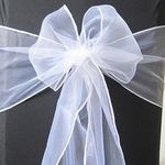 Organza Chair Sashes Wider Fuller Cover Party Decoration (White, 10Pcs)