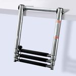 Boat Ladder 3 Step,Stainless Steel Telescoping Heavy Duty Pontoon Swim Boarding Ladder with Hand Grab for Outboards,Yacht,Marine Fishing Boat