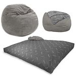 CordaRoy's FC-CD-GR, Corduroy Convertible Chair Folds Bed, As Seen on Shark Tank Bean Bag, Full, Grey