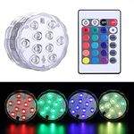 VERONIC Plastic Waterproof IP68 Submersible Aquarium Lights 16 LED Colors Remote Controlled Pool Fish Tank Light 3XAAA Battery Operated Fountain Pool Light for Home Decor Outdoor