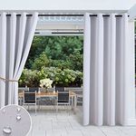 MIULEE Outdoor Curtain 96 Long for Patio Waterproof Room Darkening Outdoor Curtains Sunlight Ray Reducing with Rings 1 Panel 52 by 96 Greyish White