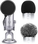 ChromLives Microphone Cover with Pop Filter, 3 in 1 Mic Furry Windscreen Microphone Foam Cover Pop Filter Compatible with Blue Yeti and Yeti Pro Condenser, Combo 3Pack