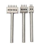 YaeTek Stainless Steel 6MM 2/4/6 Prong Row Hole Punch DIY Diamond Lacing Stitching Chisel Set Leather Craft Tools for DIY Leather Working