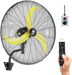 FUGOO 30'' Oscillating Wall Mounted Fan With Remote Control,BLDC Motor, Large air flow range From 3200CFM to 8800CFM, 4-Speed Heavy Duty Industrial Wall Fan for Factory, Commercial, Garage, Warehouse