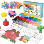 MerryXGift Fuse Beads -11000pcs Iron Beads Set for Kids 36 Colors 5mm Iron Beads for DIY Crafts with 5 Pegboards, 5 Keyrings, 2 Tweezers, Chain Accessories Gifts for Boys Girls