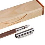 LACHIEVA Luxury Walnut Fountain Pen with Elegant Box Pack Germany Schmidt"FINE" Size Nib- Perfect for Gifts (Walnut)