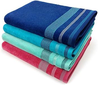 Kaufman - 35" X 70" Oversized Solid Color Velour Super Soft Beach and Pool Towel Set of 4 Pieces of Each Color, Easy Care, Extra Large 4-PK, 100% USA Cotton.