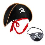 MAKFORT Fancy Dress Accessories Pirate Hat and Eye Patch Captain Costume Cap Halloween Masquerade Party Role Play Pirate Outfit