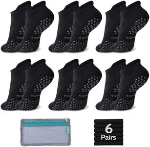 Hylaea Unisex Cushioned Non Slip Socks with Grip for Yoga Pilates Barre Home Hospital Black Small Medium 6 Pairs