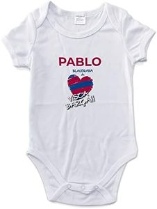 LolaPix Body Barcelona. Body Personalizado. Body de tu Equipo de fútbol. Body Personalizado con Nombre. Bebe, niño, niña. Mameluco. Pelele. Manga Corta. Tallas de 0 a 18 Meses.