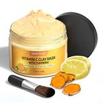 SHVYOG Vitamin C Clay Facial Mask with Kaolin Clay and Turmeric for Dark Spots, Turmeric Skin Care Mask for Controlling Acne, Oil and Refining Pores