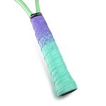 Get A Grip - Custom Tennis Racket Grip Tape - Anti-Slip/Quick-Drying Tennis Overgrips - Precut Badminton Racket Grip with Finishing Tape - Squash Racket Grip Tapes (Paint The Lines (Purple + Mint), 1)