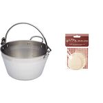 KitchenCraft Jam Pan for Induction Hob with Recipe in Gift Box, Home Made Maslin, Stainless Steel, 4.5 Litre, Silver & Kilner Pack of 200 Preservation Wax Discs, White