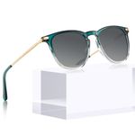 CARFIA Green Frame Lightweight Small Face Sunglasses for Women Polarized UV Protection, Retro Trendy Keyhole Ladies Sunnies