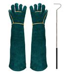 Surfante Animal Handling Gloves Bite Proof with 40inch Collapsible Snake Hook,Suitable for Falcon Dog Cat Bird Reptile Snake Parrot