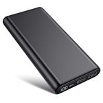 Portable Charger 26800mAh Power Bank Minimalist Nobel Black LCD Display External Battery Backup High Speed Lighter Mobile Power Pack 2 USB Ports Phone Charger for Android, iPhone, iPad, Samsung etc