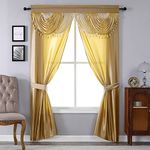 Regal Home Collections Amore 54-Inch by 84-Inch Window Set with Attached Valance, Gold