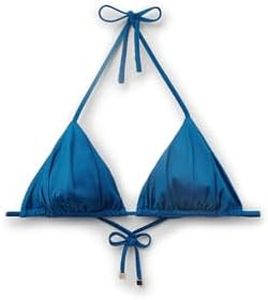 CALZEDONIA Shiny Satin Removable Padding Triangle Swimsuit Top Blue XS